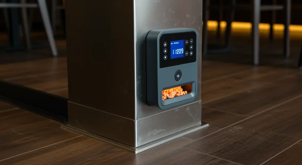 Discreet and hygienic rodent bait station in a commercial restaurant setting